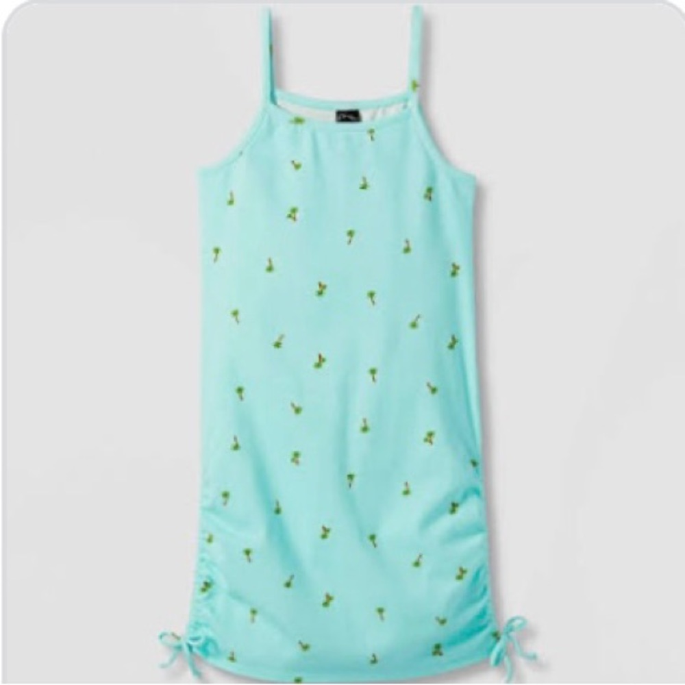 Art Class Side Cinch Palm Tree Print Tank Dress, Size Small (6/6X)